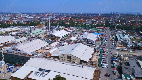 Wonderful aerial top view drone Theresienwiese Bavaria October Festival Munich photo