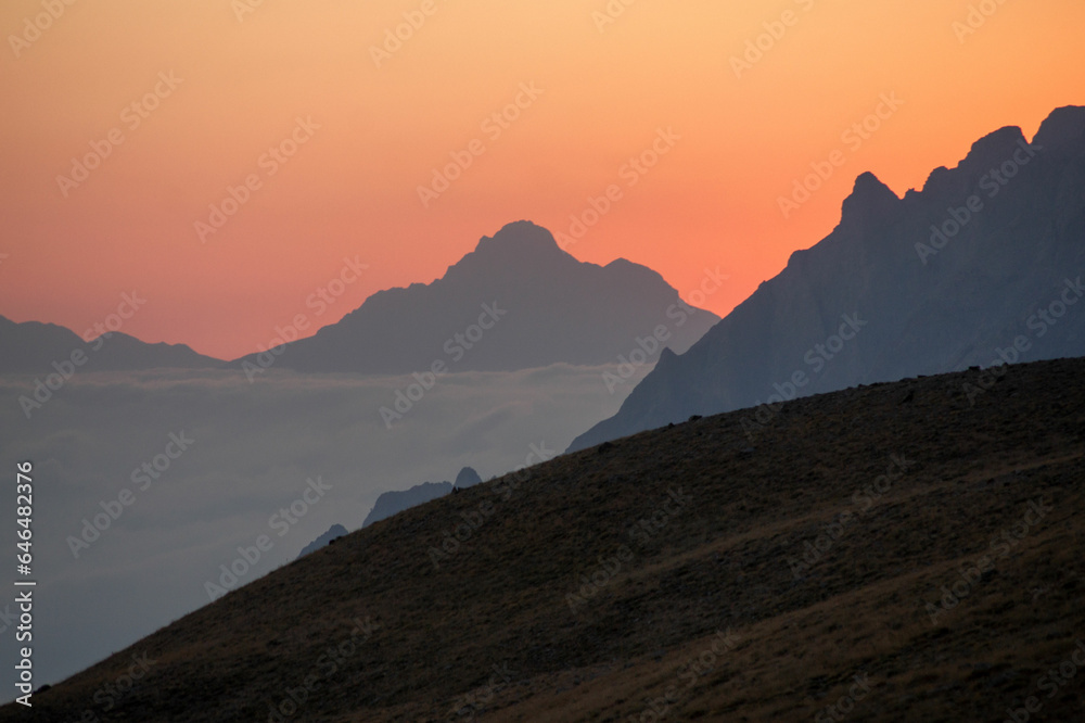 Mountain landscape in Turkey at sunset