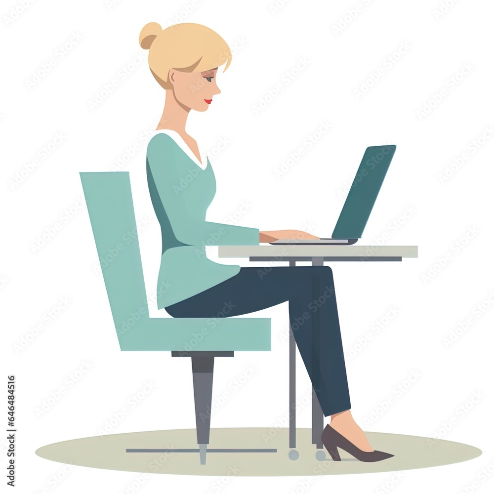 Flat design illustration of a woman with business attire typing on a laptop. Great for business, corporate, blogs, presentations, explainers, animations, websites and more. Flat design illustration of a woman with business attire typing on a laptop. Great for business, corporate, blogs, presentations, explainers, animations, websites and more.