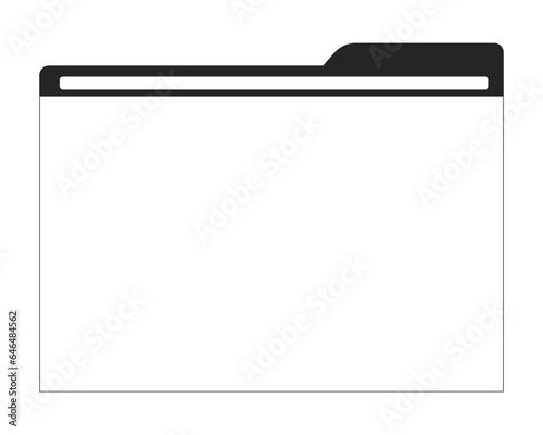 Nineties file folder flat monochrome isolated vector object. Retro organization archive computer. Editable black and white line art drawing. Simple outline spot illustration for web graphic design