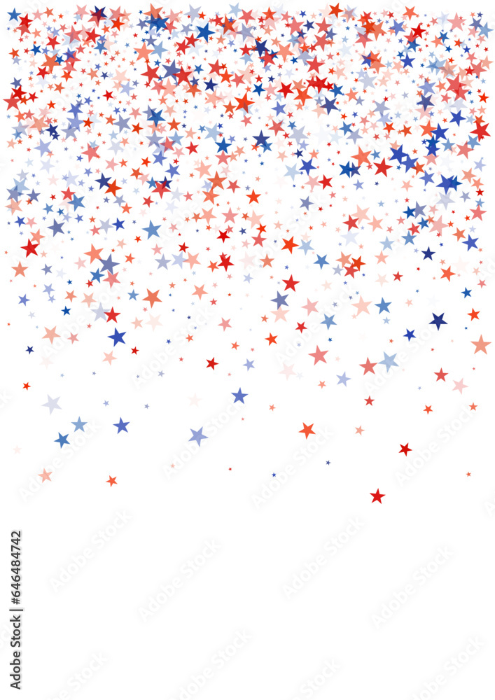 USA flag stars background, red and blue stars confetti USA flag stars background, red and blue stars confetti