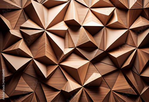 Wooden background  pattern of wooden blocks segments  wall decor. Generative AI.