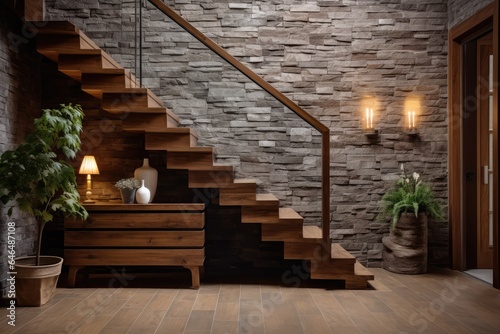 Modern elegant L shape wooden staircase