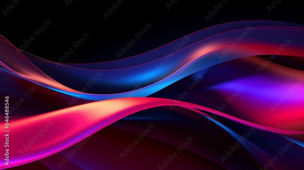 Abstract pink, blue, and neon-colored 3D style with wavy line shining in UV spectrum