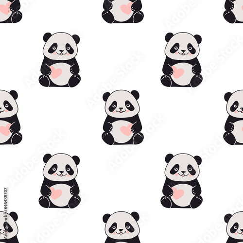 Fototapeta Naklejka Na Ścianę i Meble -  Seamless pattern with pandas