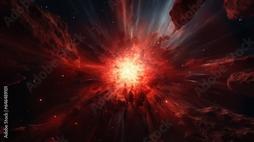 a crimson exploding star with a rough surface background