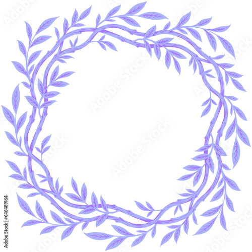 Branch with foliage frame. Wreath illustration.