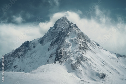 A snowy peak of a mountain © frimufilms