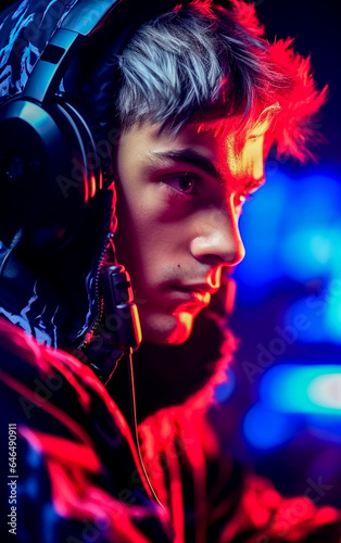 E-sport player guy with headphones