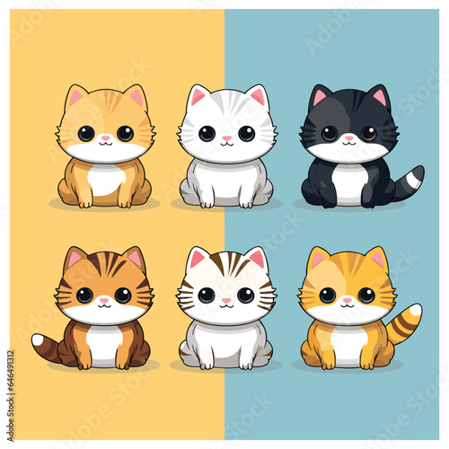 set of cute cat vector