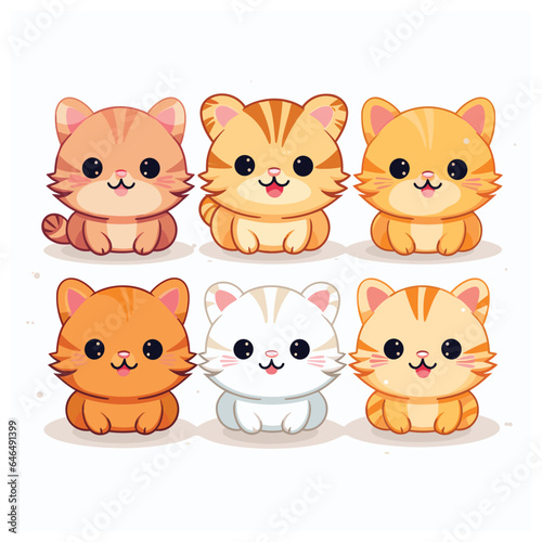 set of cute cat vector