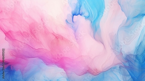 Background made with vertical colored brush waves and alcohol ink. Background of hand-drawn pink and blue abstract paint blots and smudges. Bright aquarelle smears alcohol ink on wallpaper