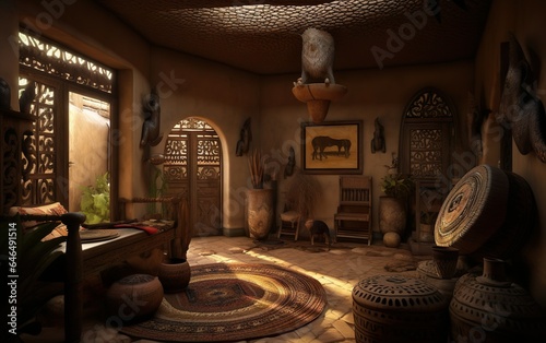 African interior house. AI, Generative AI