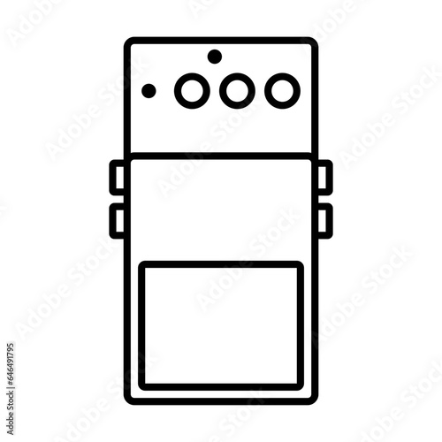 Audio studio flat icon logo. Guitar stomp box effect. Reverb distortion overdrive delay effect. Analog electric guitar effects. Volume level knob volume control. 3 knob led guitar effect. input output