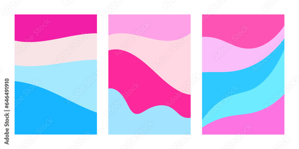 Fototapeta premium Pink Blue Gradient Abstract Vector Backgrounds Set
