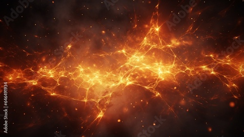 Background of fractal art with fire and sparks. volcanic eruption or fireworks