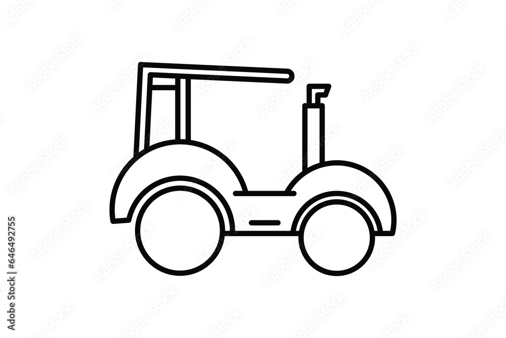 Tractor Icon. Icon related to Farming And Farm. Suitable for web site design, app, user interfaces. Line icon style. Simple vector design editable Tractor Icon. Icon related to Farming And Farm. Suitable for web site design, app, user interfaces. Line icon style. Simple vector design editable