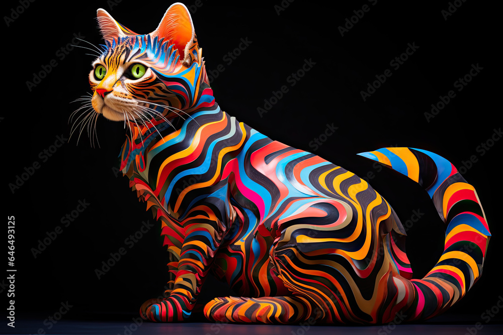 Psychedelic Cat with colorful Patterns