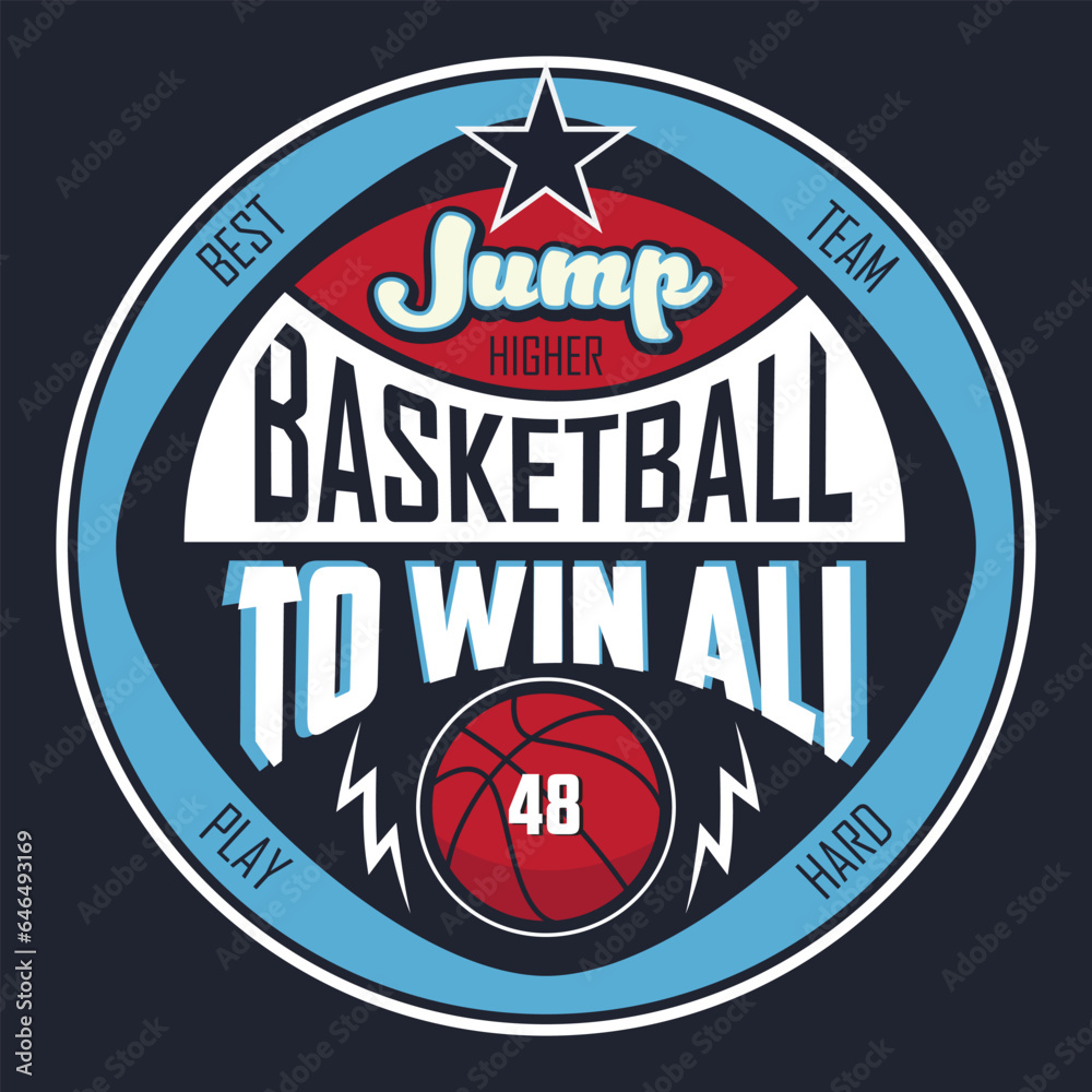 Sport basketball typography , tee shirt graphics , vector illustration , badge