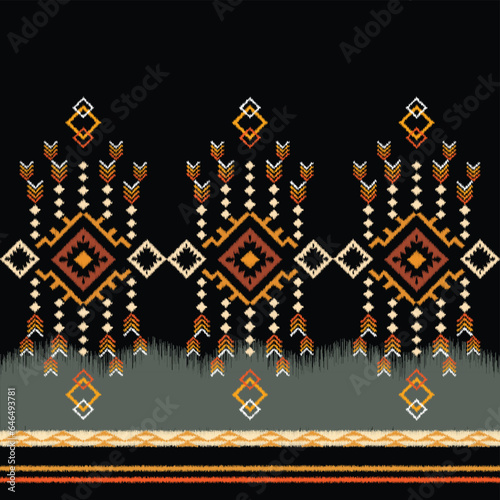 Ethnic abstract ikat art. Seamless pattern in tribal, folk embroidery, for carpets, wallpapers, garments, wrapping, fabrics, coverings, textiles and more
