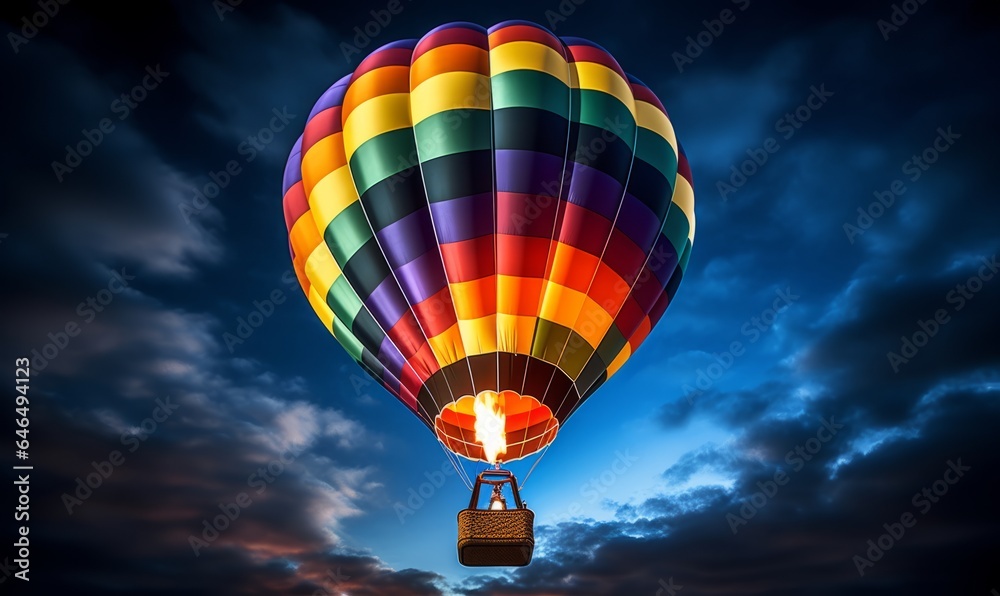 Naklejka premium Colorful hot air balloon in the blue sky