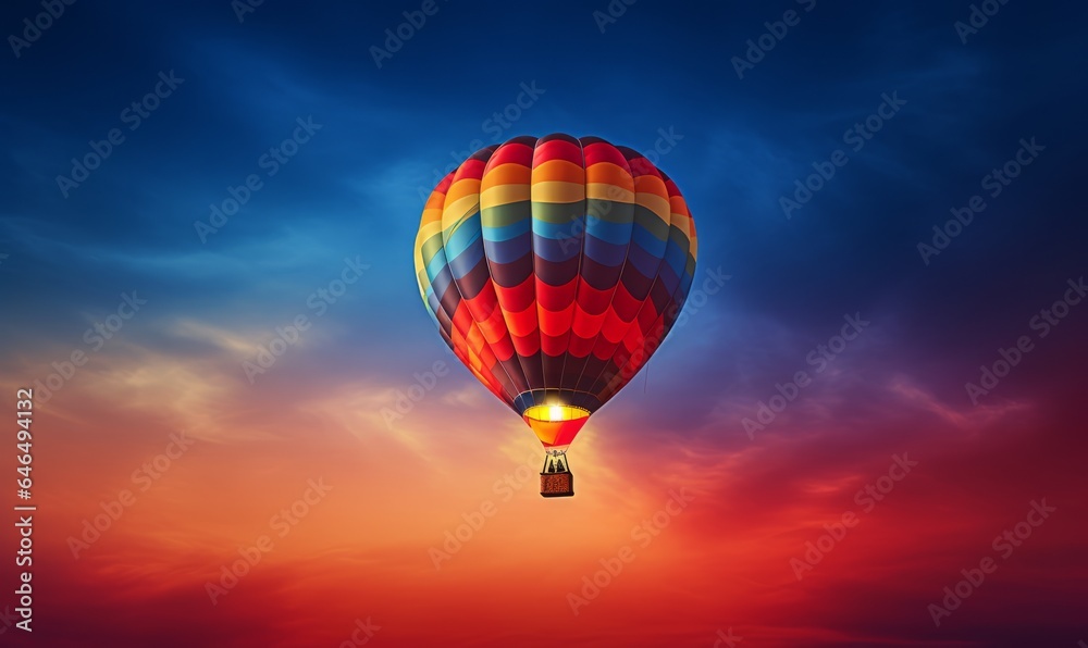 Naklejka premium Colorful hot air balloon in the blue sky