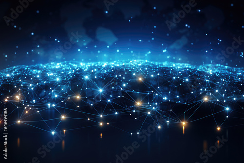 Worldwide network connection, digital telecommunication, big data, digital transformation, cloud computing, IoT, cryptocurrency, blockchain. Metaverse digital world planet cyber Earth.