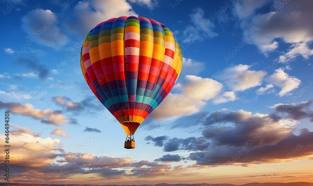 Naklejka premium Colorful hot air balloon in the blue sky