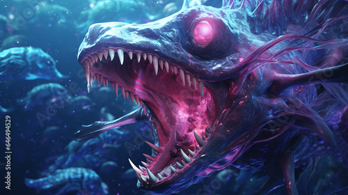 sci-fi future where all sea creatures deep underwater monsters © Mrsabata