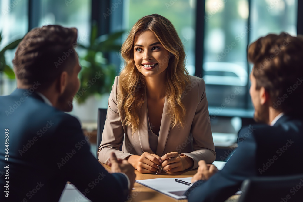 Expert Financial Advisor Guides Clients in Office Meeting, Strategizing Finances, Mortgages, and Investments for Sound Financial Management. created with Generative AI Expert Financial Advisor Guides Clients in Office Meeting, Strategizing Finances, Mortgages, and Investments for Sound Financial Management. created with Generative AI