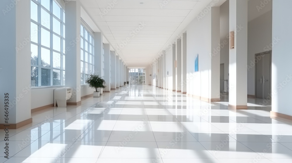 Modern clinic entrance hall contains a spacious, Bright.