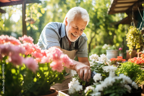 A senior citizen engaged in an active hobby like gardening, underlining the importance of lifelong health and vitality, Health