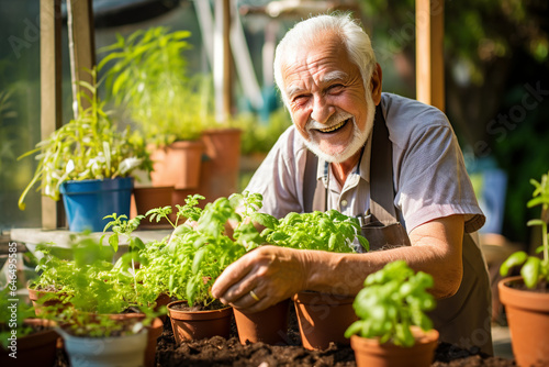 A senior citizen engaged in an active hobby like gardening, underlining the importance of lifelong health and vitality, Health © Yaroslav Stepannikov