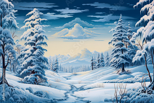 Winter landscape with snow for Ad Copy and/or Greeting cards