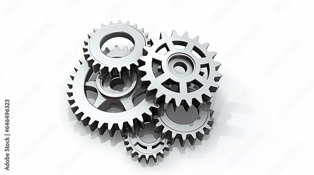 silver gears interlocked with each other on an isolated background silver gears interlocked with each other on an isolated background