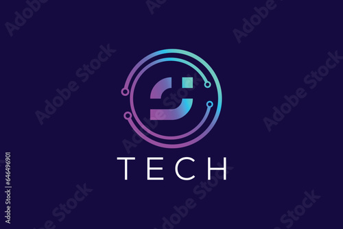 Trendy and Professional Colorful letter i and S Tech logo design vector template