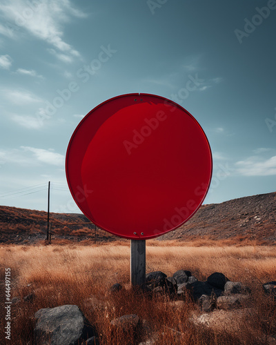 A lonely stop sign in minimalistic style photo