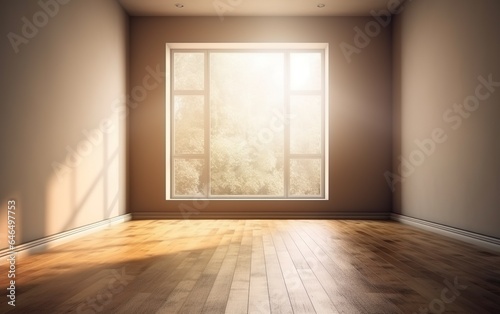 Empty room and wall and wooden floor with interesting. AI, Generative AI