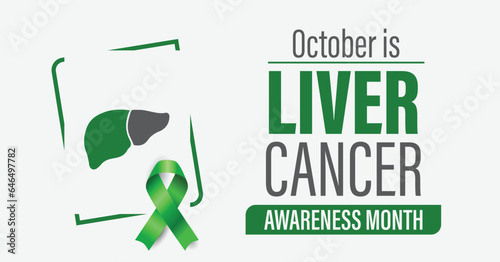 October is Liver Cancer Awareness Month campaign banner. Vector illustration.