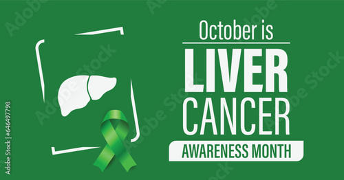 October is Liver Cancer Awareness Month campaign banner. Vector illustration.
