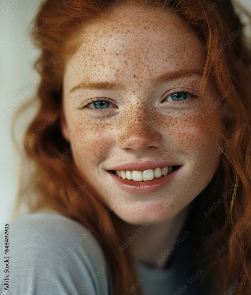 Portrait of beautiful young smiling redhead woman with freckles. Natural beauty. Portrait of beautiful young smiling redhead woman with freckles. Natural beauty.
