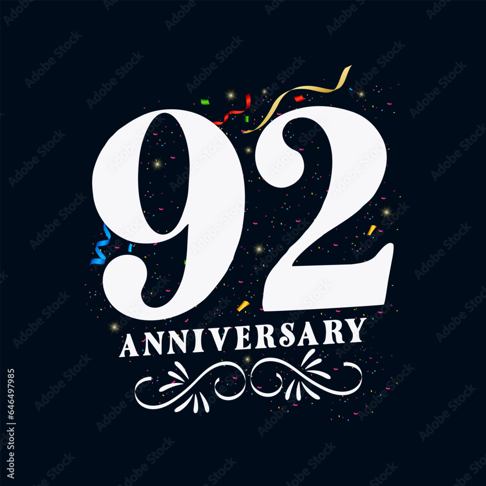 Fototapeta premium 92 Anniversary luxurious Golden color 92 Years Anniversary Celebration Logo Design Template
