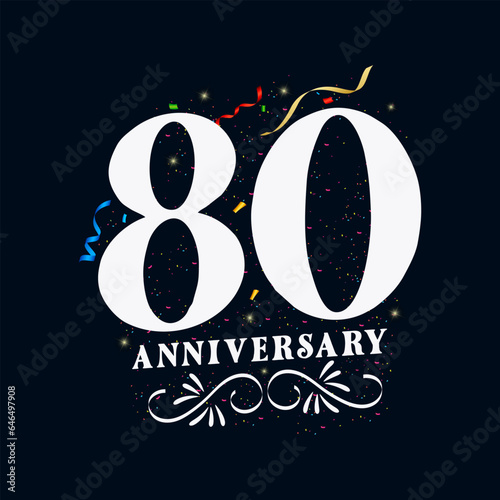 80 Anniversary luxurious Golden color 80 Years Anniversary Celebration Logo Design Template