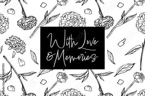 Obituary postcard with the text With Love and Memories