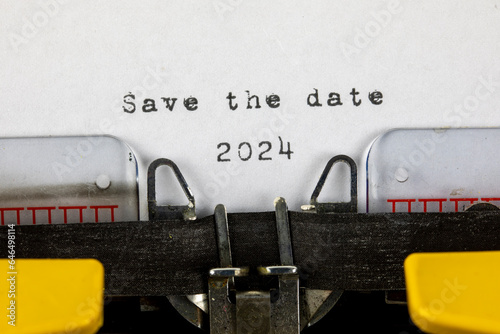 Save the date 2024 written on an old typewriter 