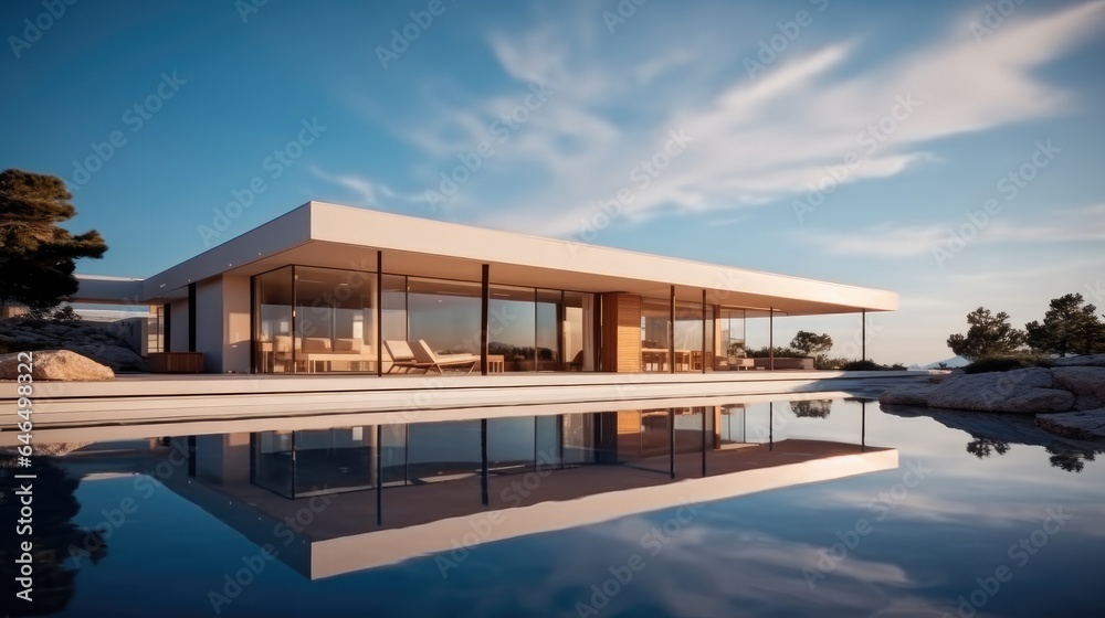 Fototapeta premium Modern Luxury House With Infinity Pool.