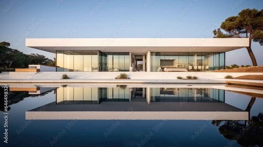 Fototapeta premium Modern luxury summer villa with swimming pool.
