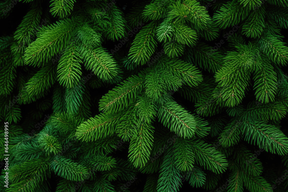 Festive Christmas Green Pine Tree Background - Generative AI