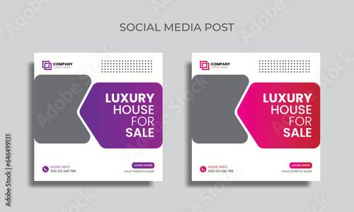 vector editable social media post design. luxury house sale social media post template.
