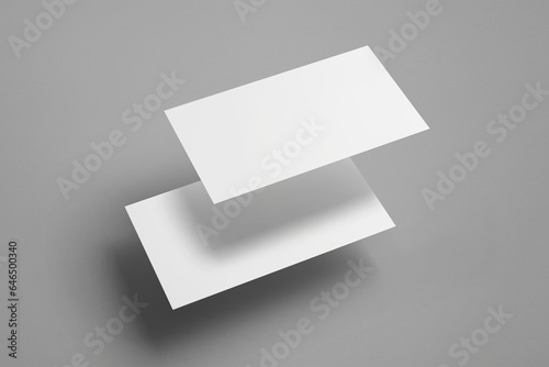 blank business cards on grey background, Corporate stationery set mockup